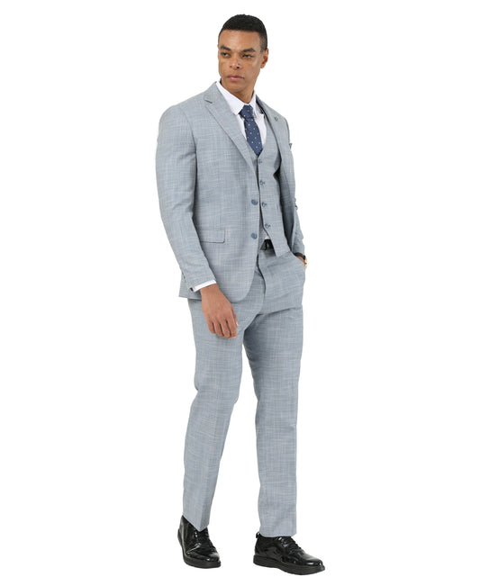 Stacy Adams Men’s 3-Piece Textured Suit Set w/ Notch Lapel