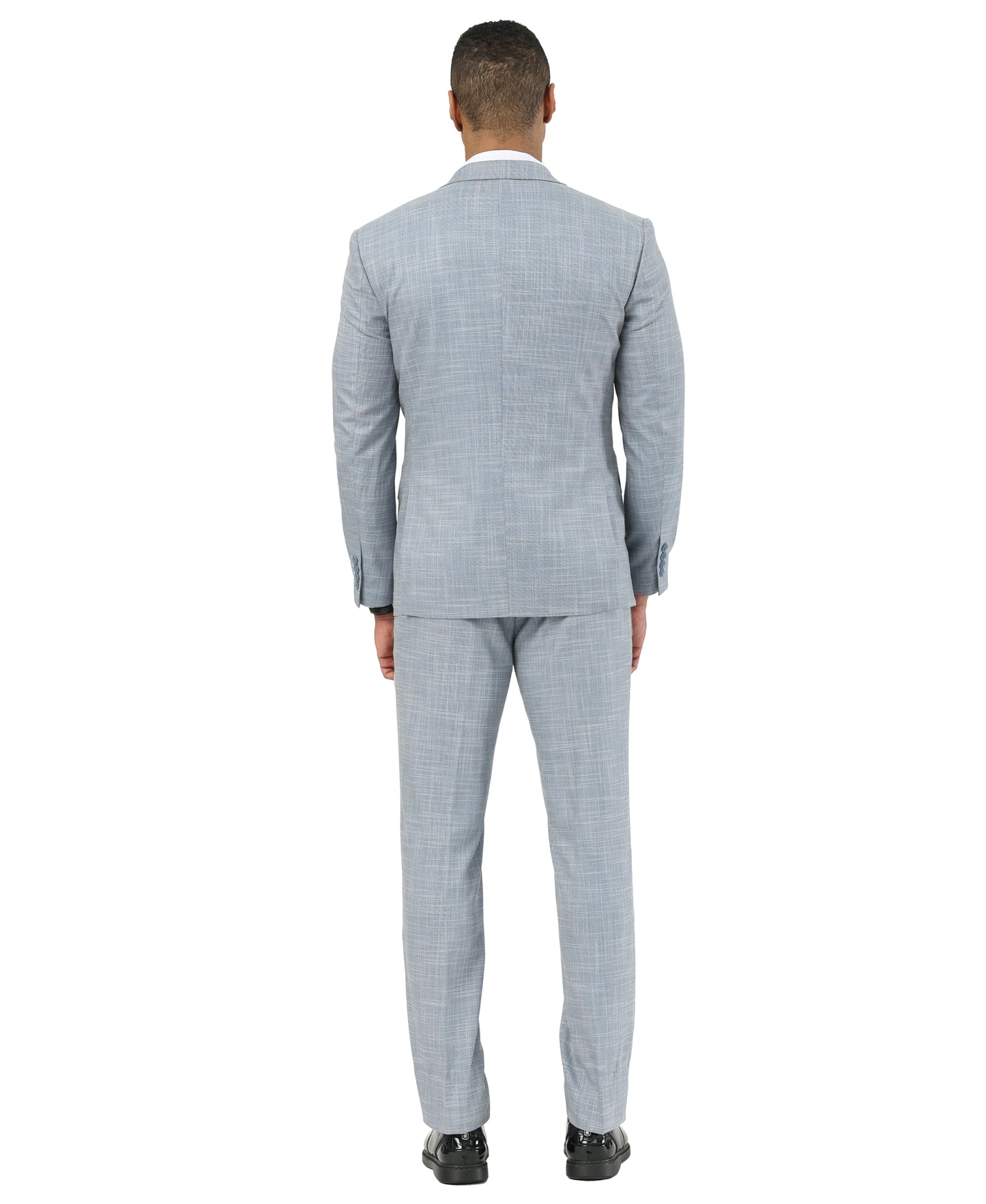 Stacy Adams Men’s 3-Piece Textured Suit Set w/ Notch Lapel