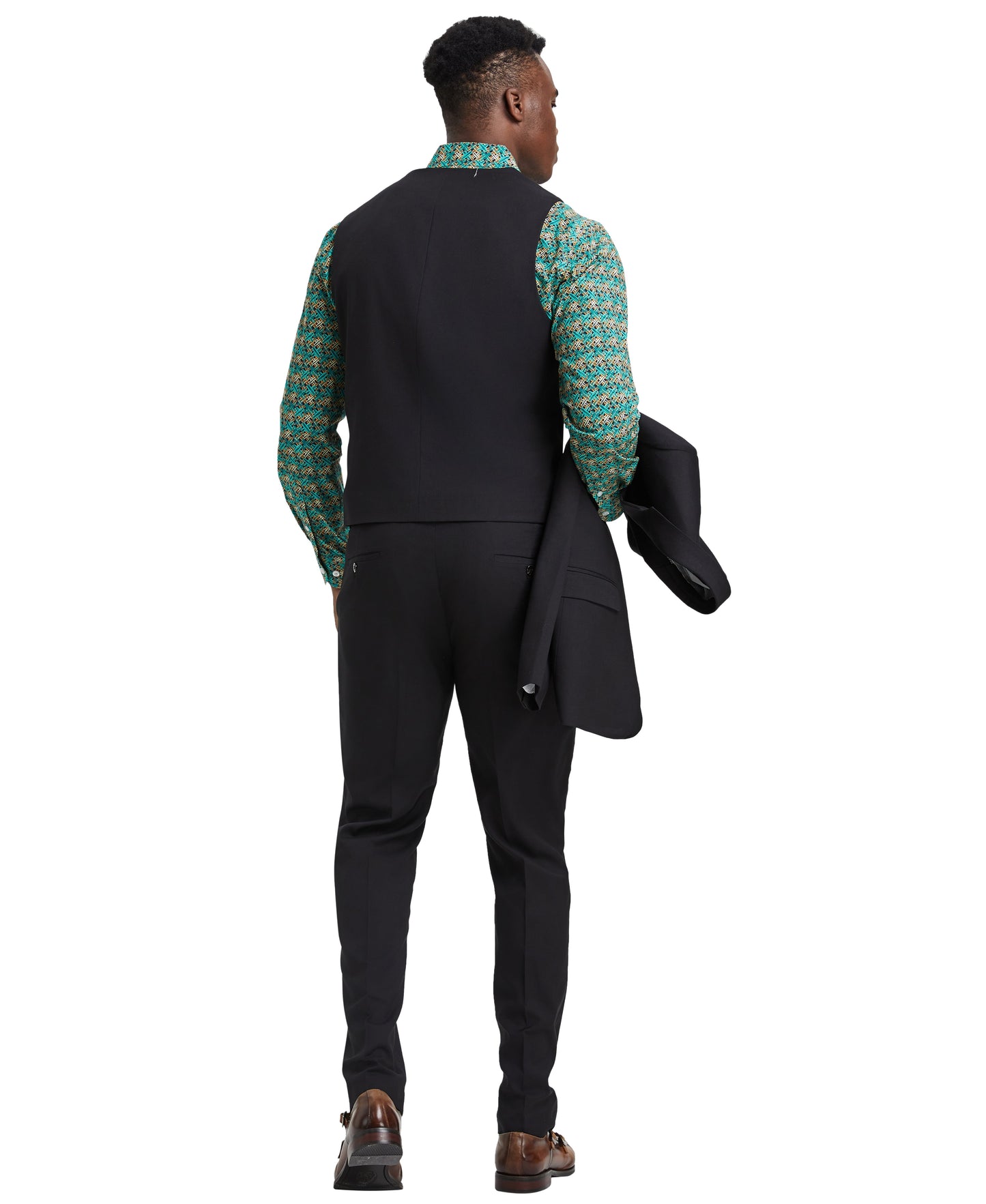 Stacy Adams Men's Hybrid-Fit 3pc Black Suit Set, Jacket Vest and Pants