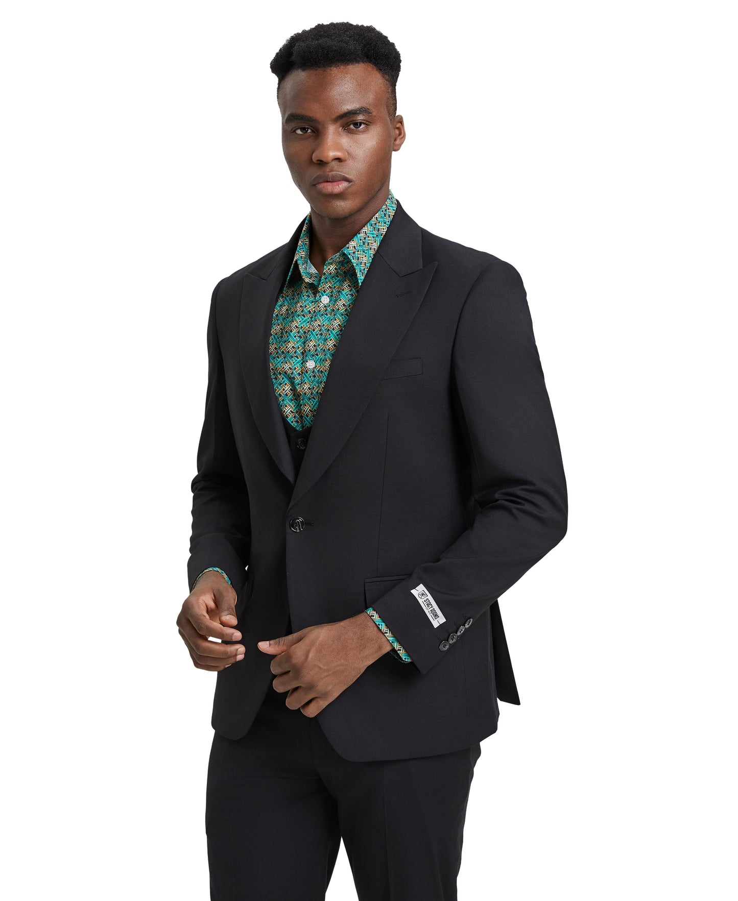 Stacy Adams Men's Hybrid-Fit 3pc Black Suit Set, Jacket Vest and Pants