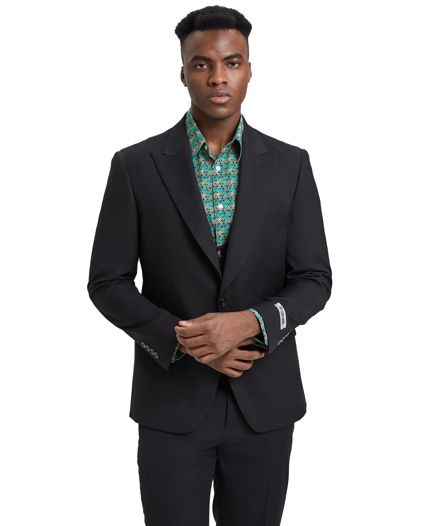 Stacy Adams Men's Hybrid-Fit 3pc Black Suit Set, Jacket Vest and Pants