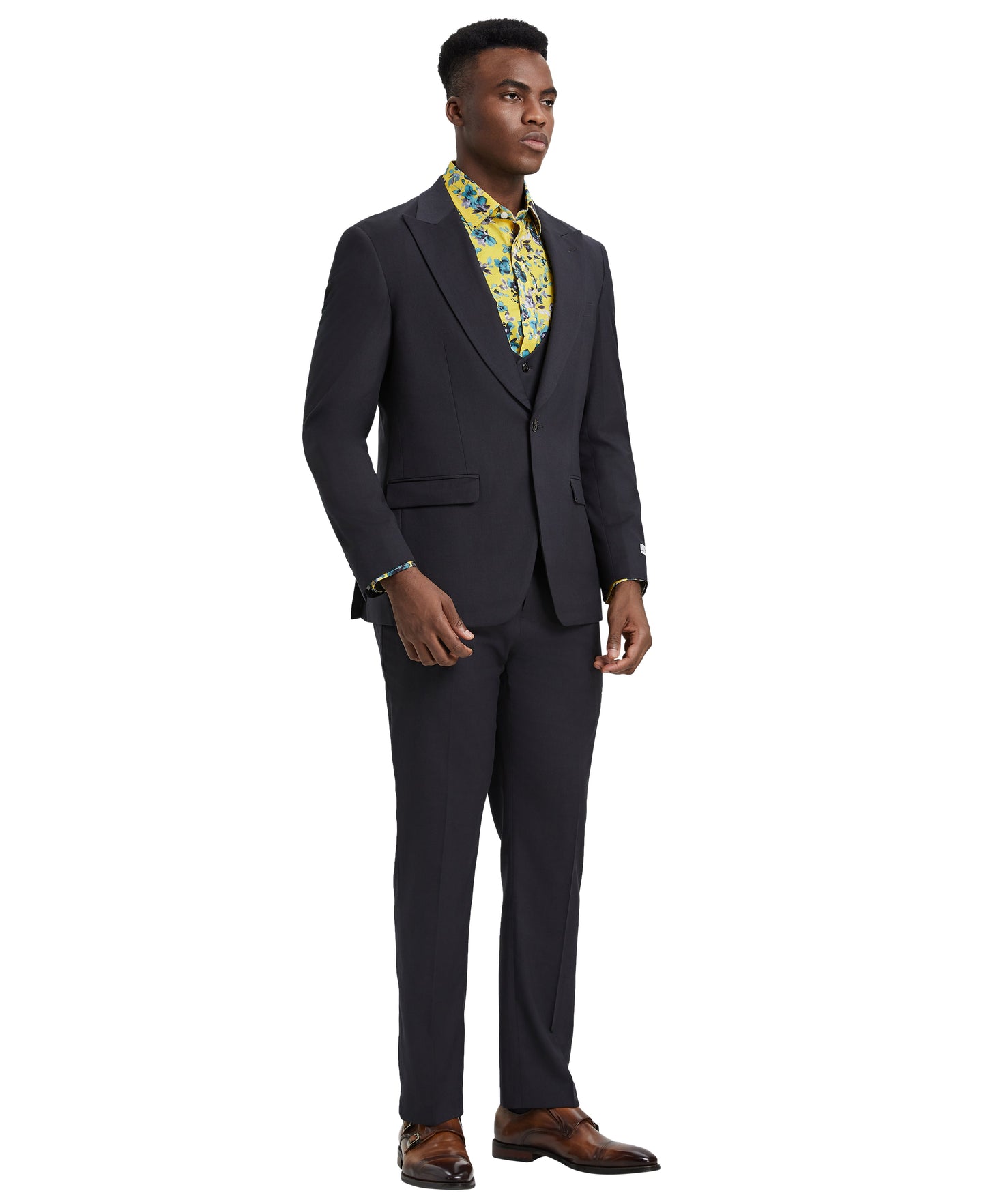 Stacy Adams Men's Hybrid-Fit 3pc Dark Grey Suit Set, Jacket Vest and Pants