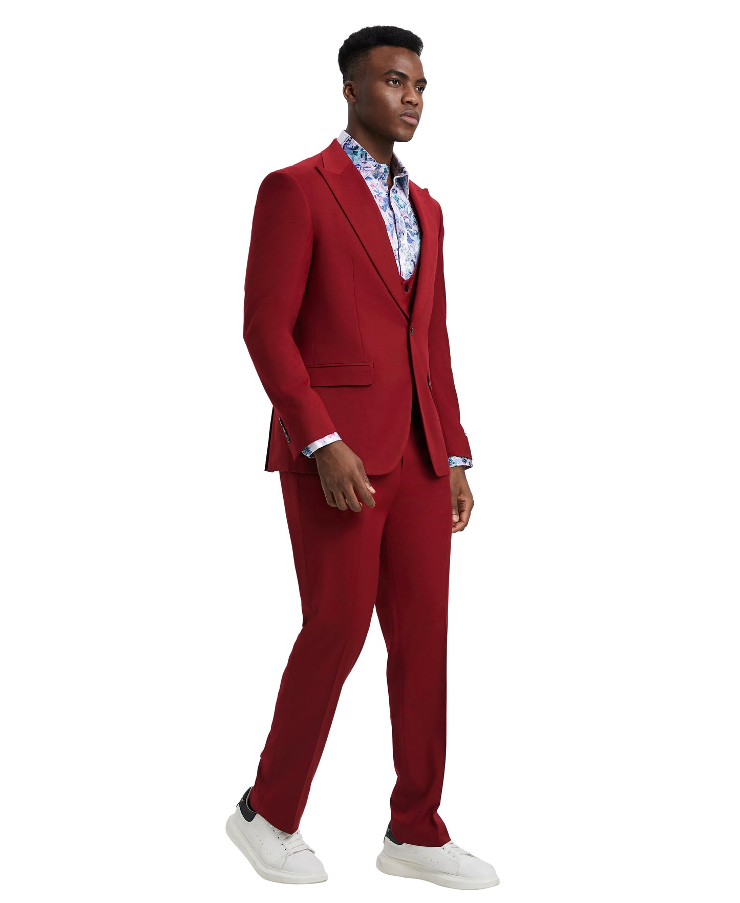 Stacy Adams Men's Hybrid-Fit 3pc Red Suit Set, Jacket Vest and Pants