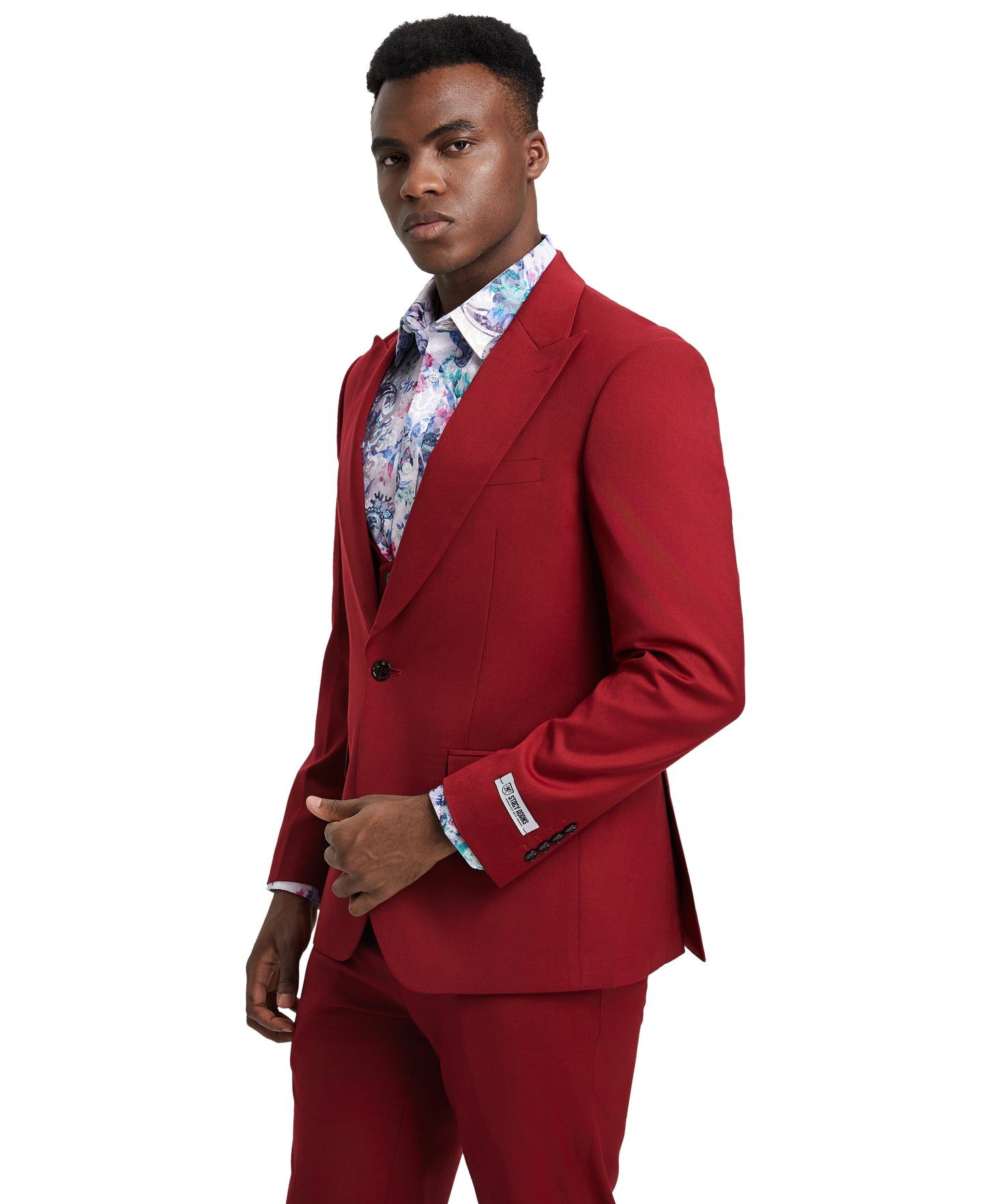 Stacy Adams Men's Hybrid-Fit 3pc Red Suit Set, Jacket Vest and Pants