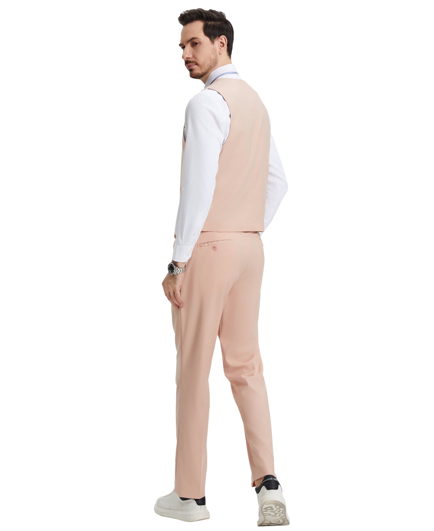 Stacy Adams Men's Hybrid-Fit 3pc Blush Suit Set, Jacket Vest and Pants