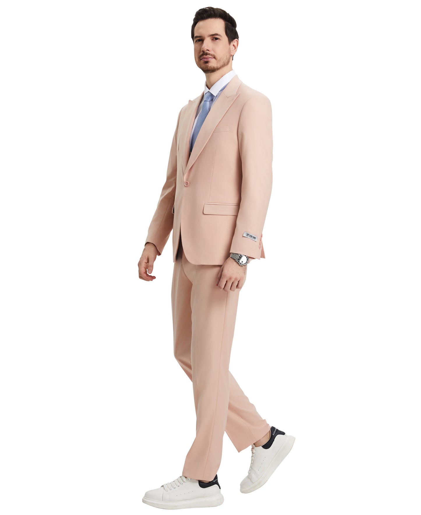 Stacy Adams Men's Hybrid-Fit 3pc Blush Suit Set, Jacket Vest and Pants