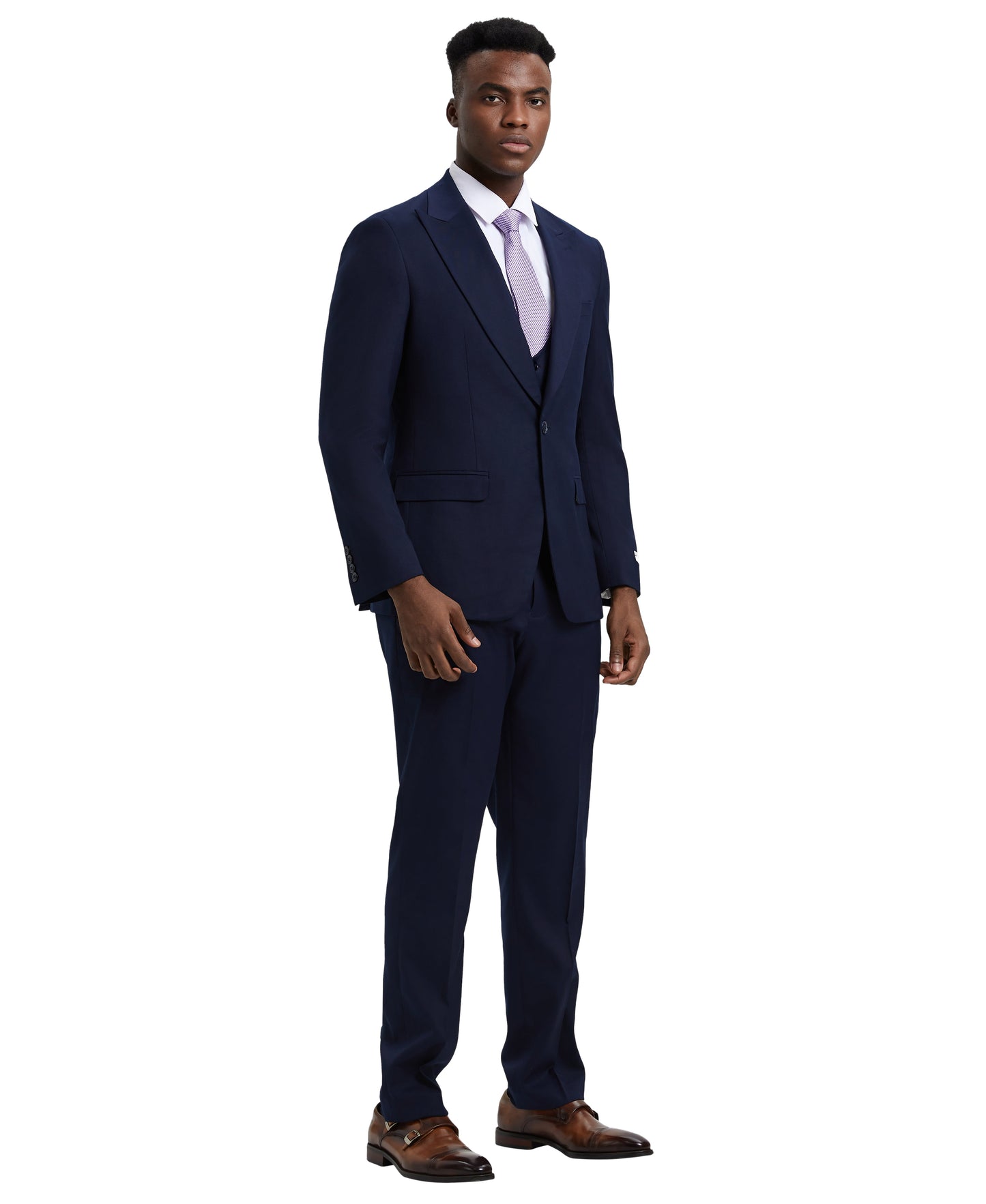 Stacy Adams Men's Hybrid-Fit 3pc Dark Navy Suit Set, Jacket Vest and Pants