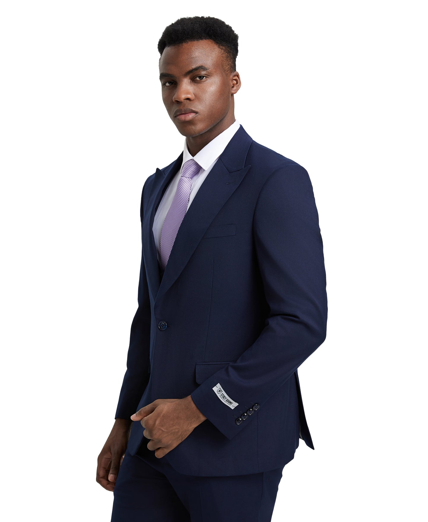 Stacy Adams Men's Hybrid-Fit 3pc Dark Navy Suit Set, Jacket Vest and Pants