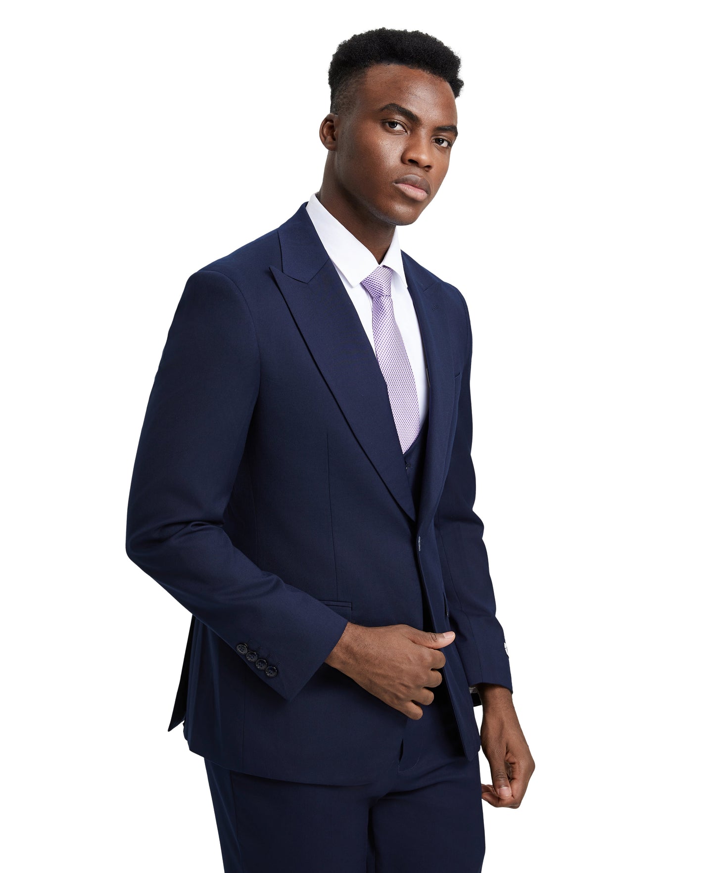 Stacy Adams Men's Hybrid-Fit 3pc Dark Navy Suit Set, Jacket Vest and Pants