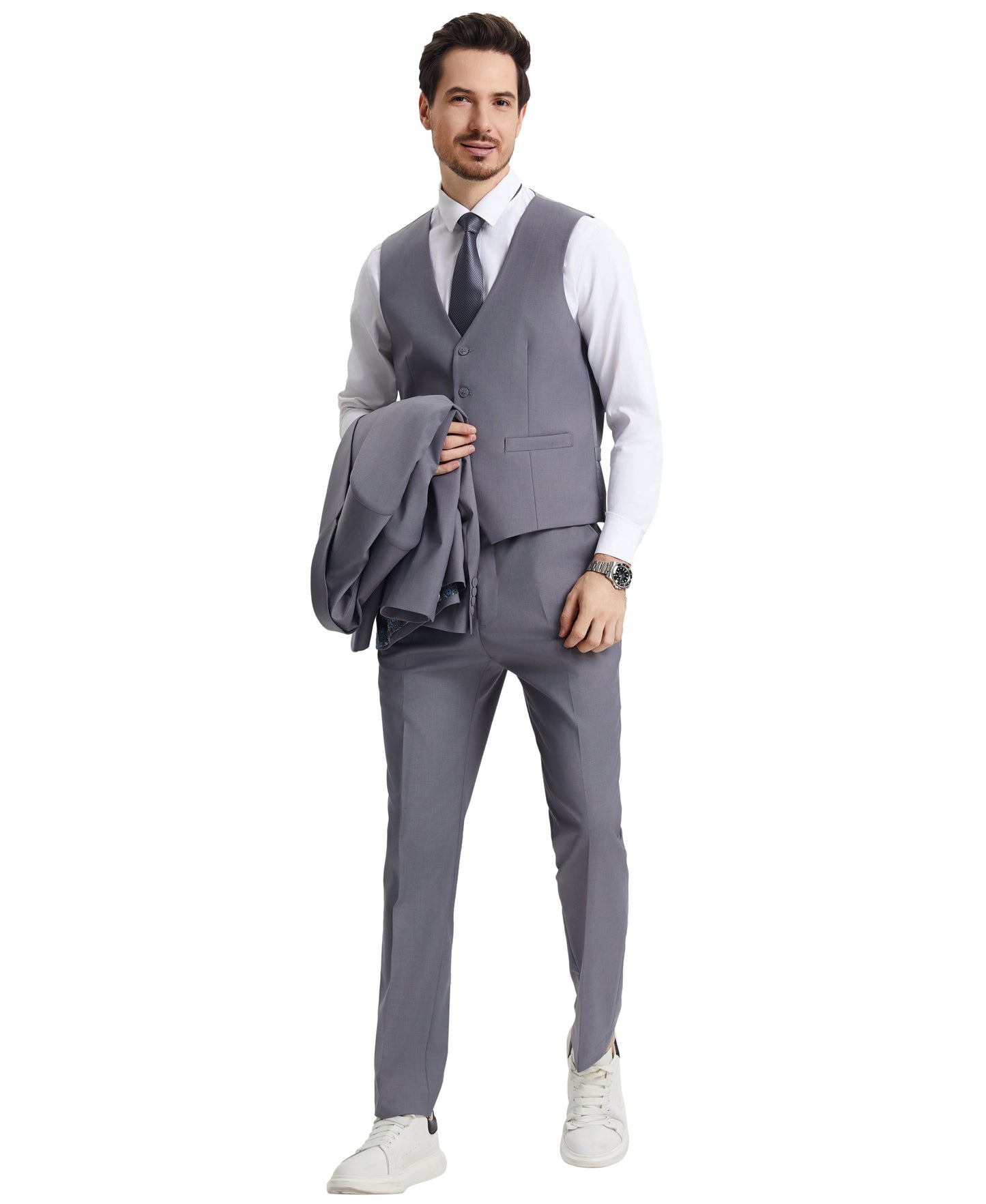 Stacy Adams Hybrid-Fit Vested Suit, Grey