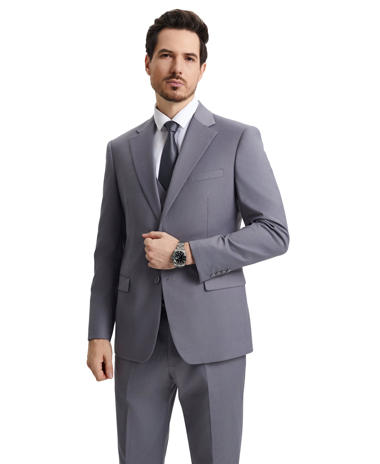 Stacy Adams Hybrid-Fit Vested Suit, Grey