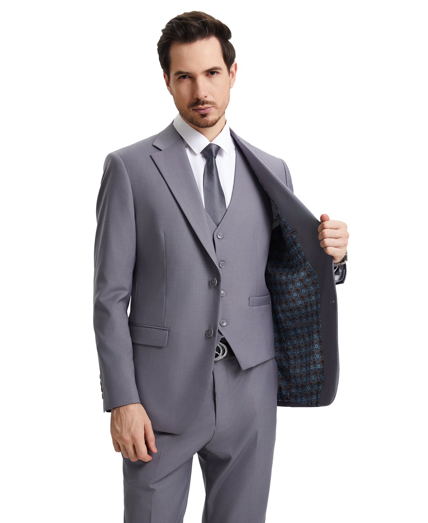 Stacy Adams Hybrid-Fit Vested Suit, Grey