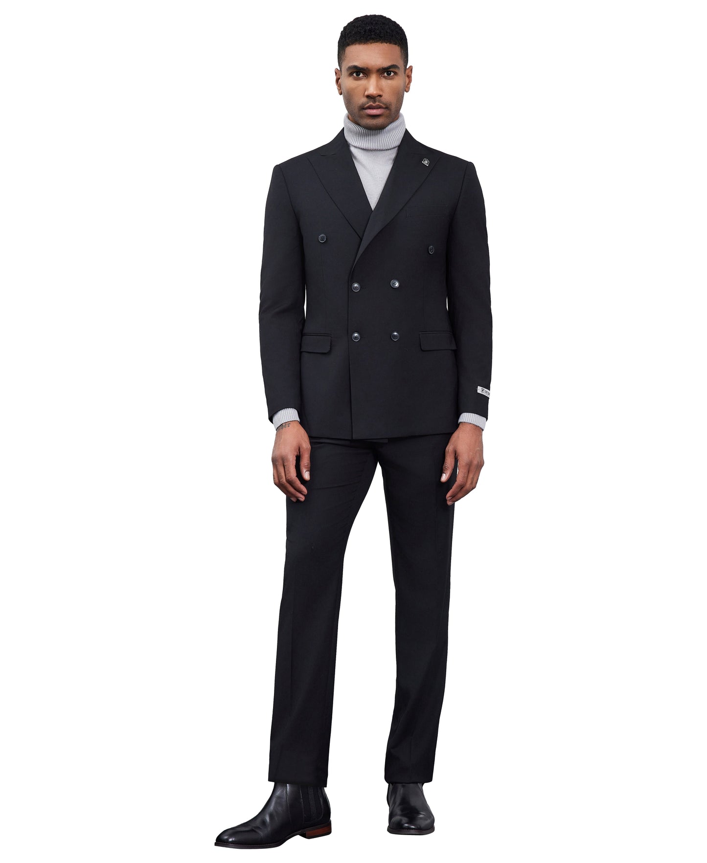 Stacy Adams Double Breasted 2-Piece Suit, Black