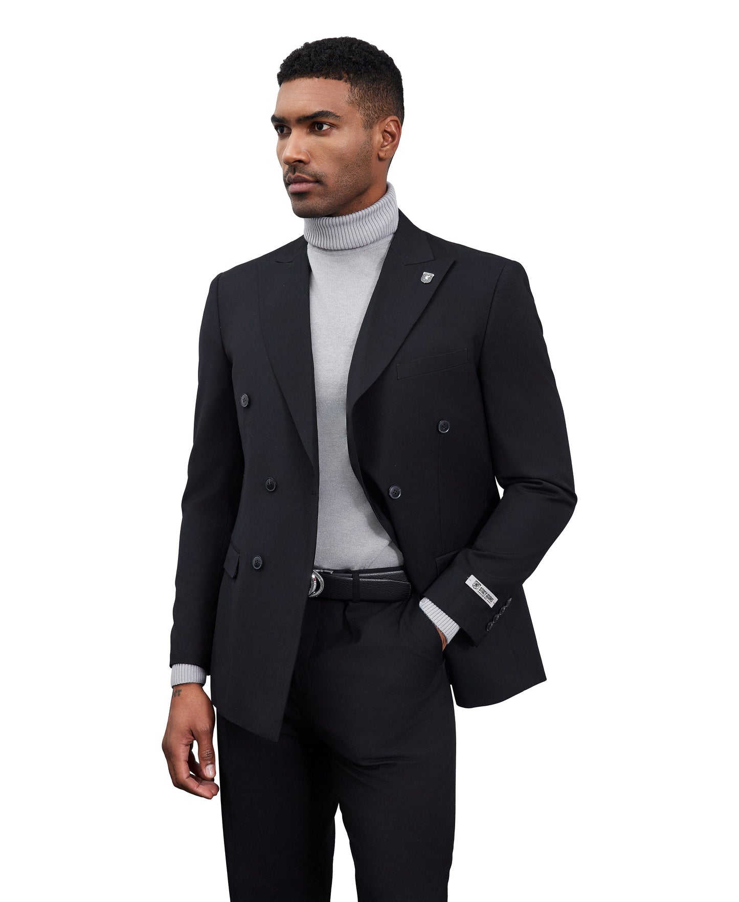 Stacy Adams Double Breasted 2-Piece Suit, Black