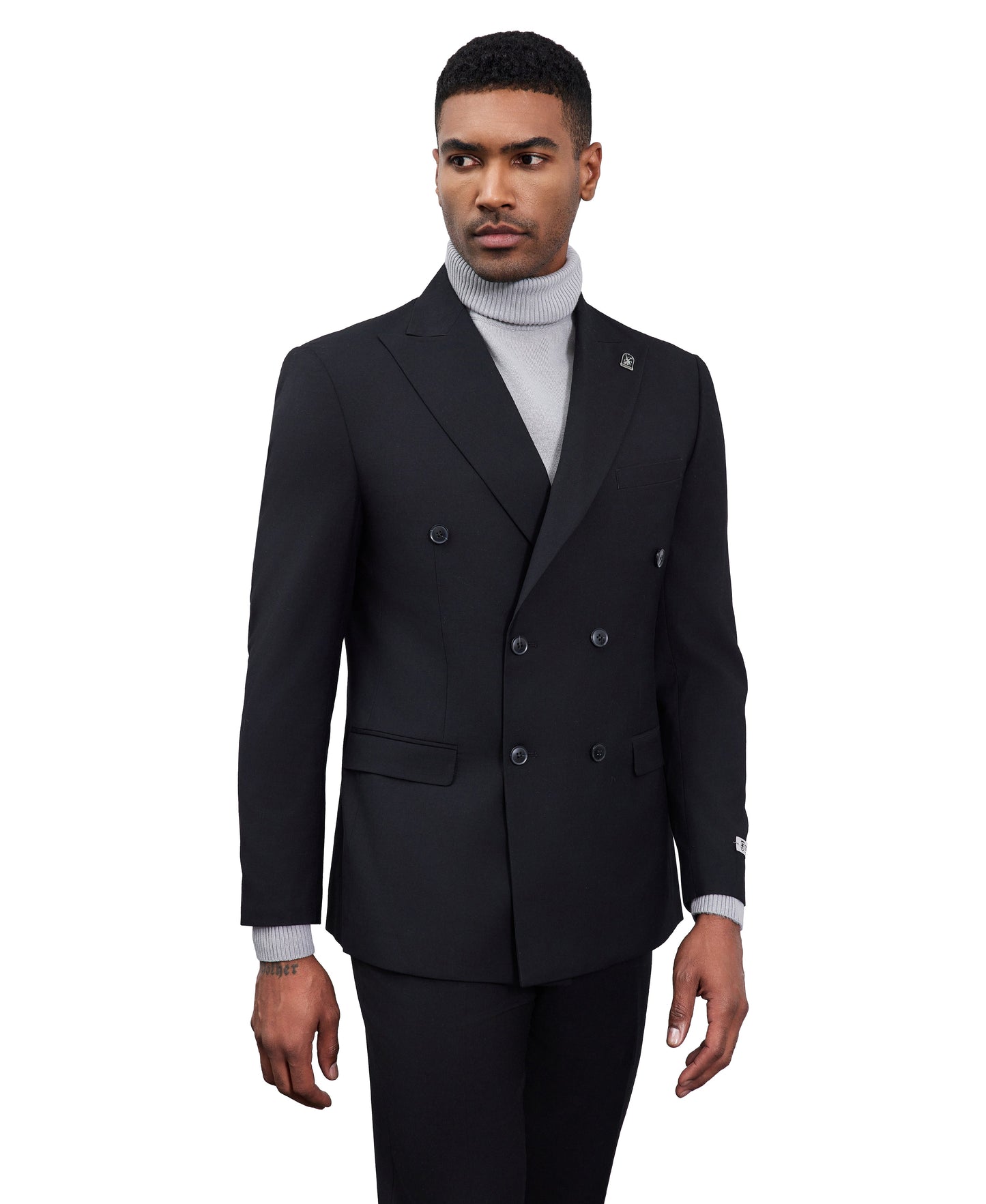 Stacy Adams Double Breasted 2-Piece Suit, Black