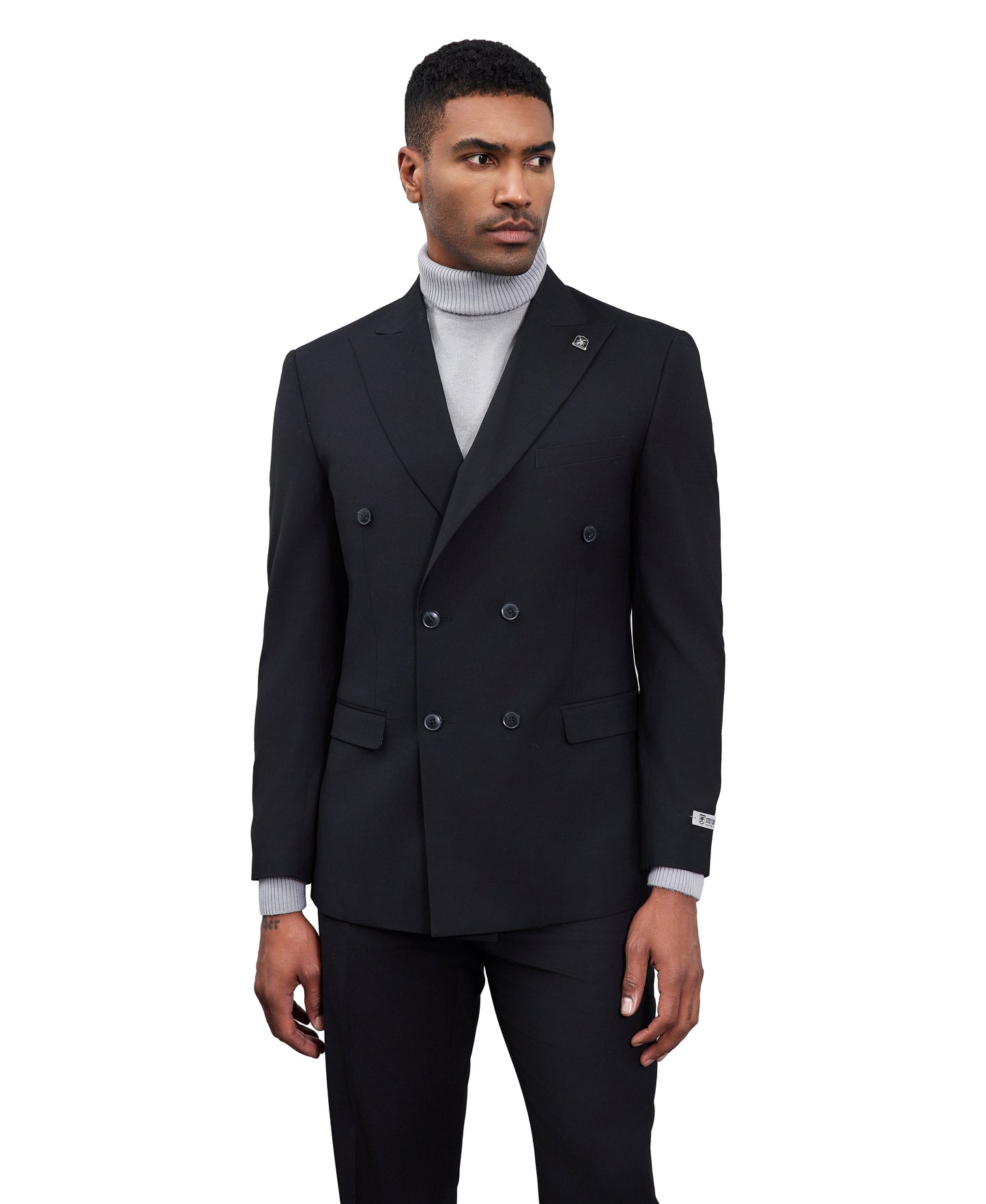 Stacy Adams Double Breasted 2-Piece Suit, Black