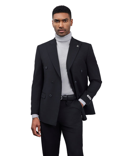 Stacy Adams Double Breasted 2-Piece Suit, Black
