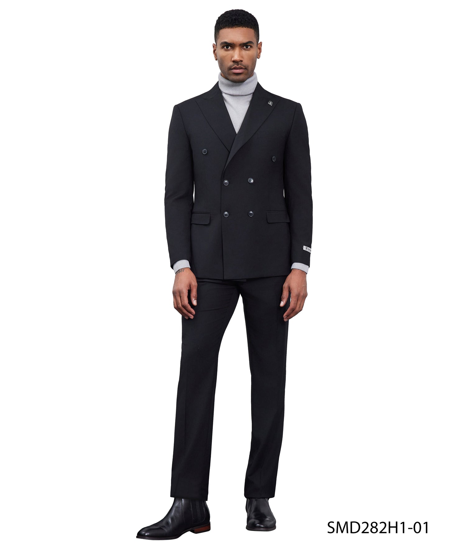Stacy Adams Double Breasted 2-Piece Suit, Black