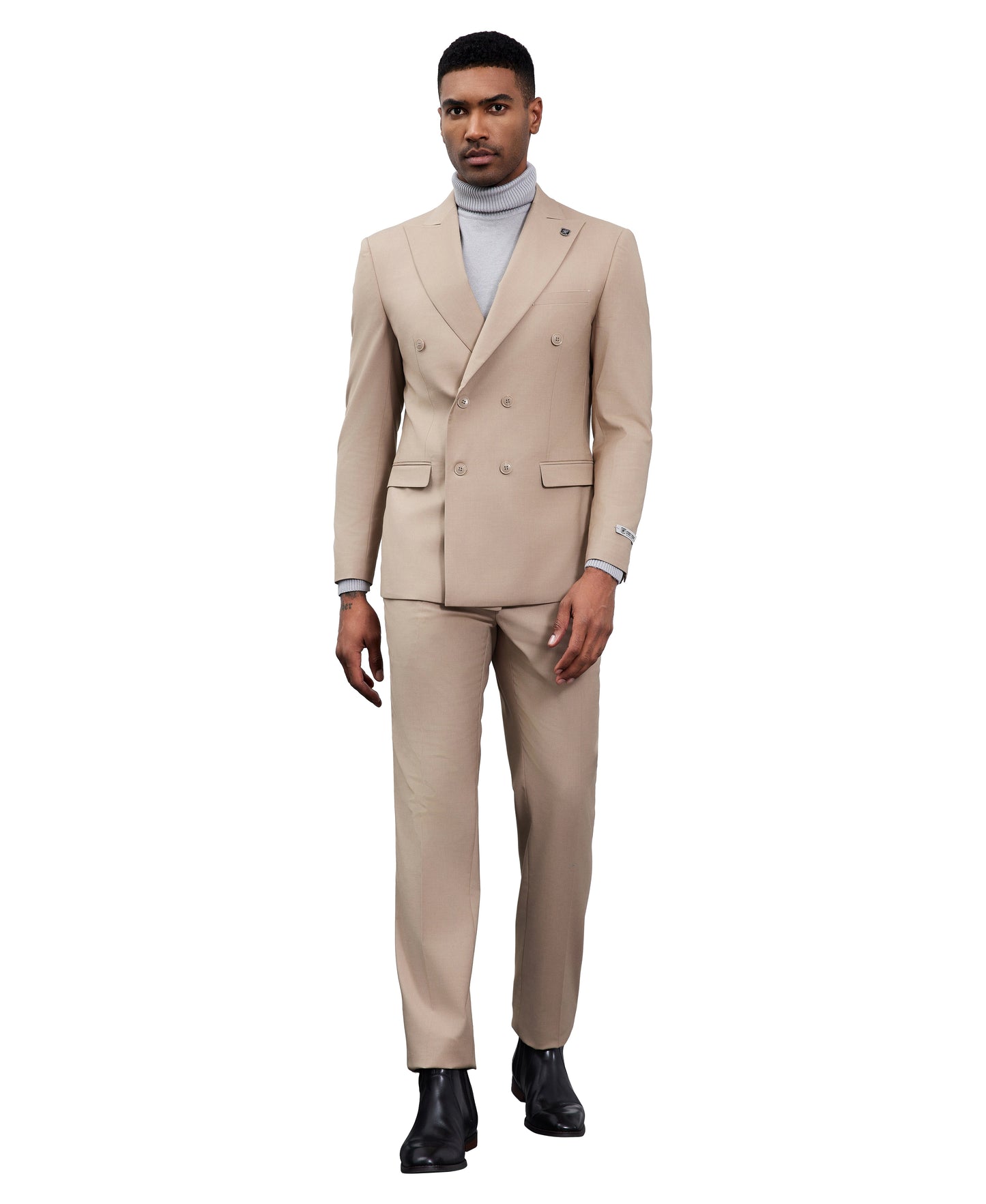 Stacy Adams Double Breasted 2-Piece Suit, Tan