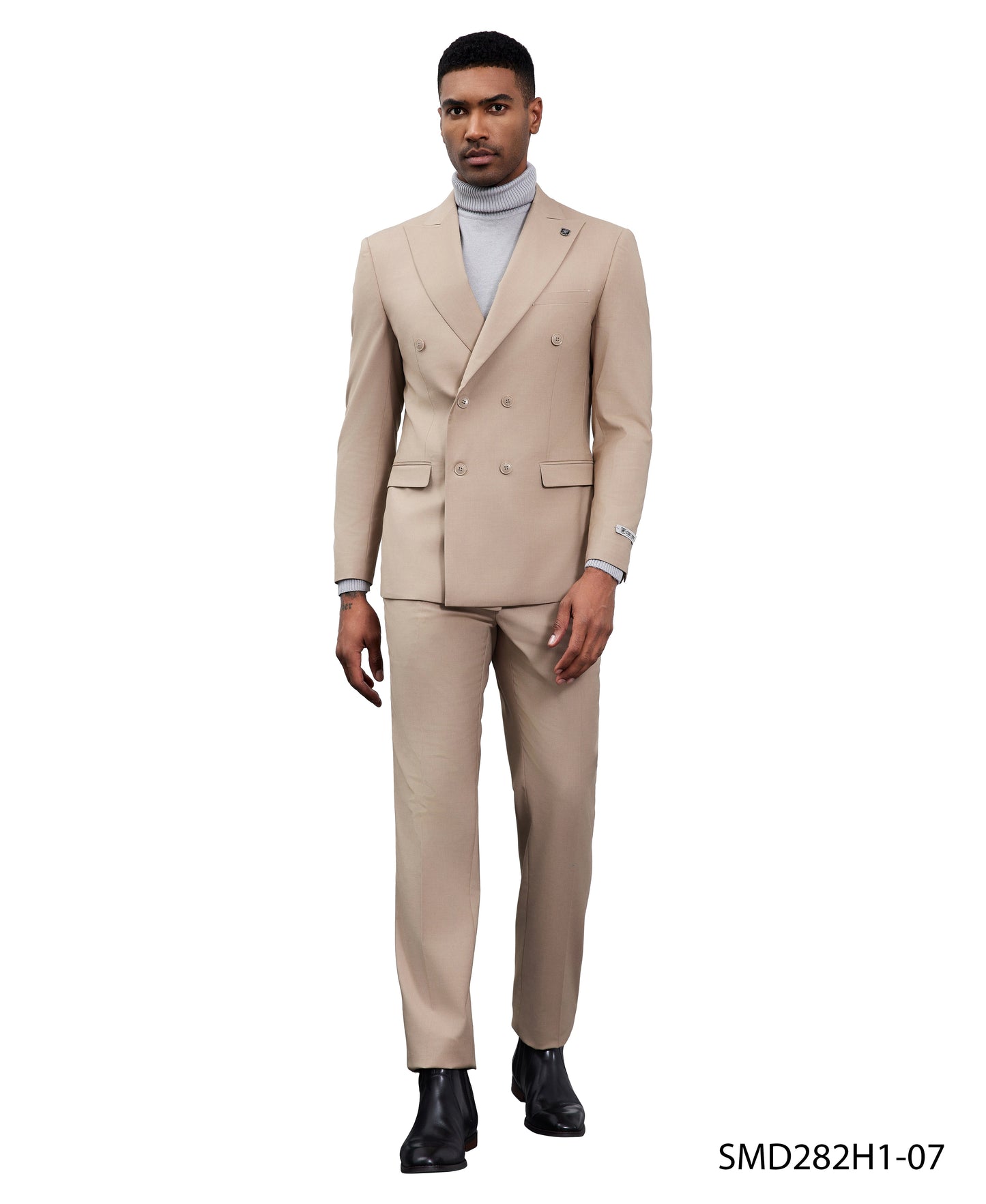 Stacy Adams Double Breasted 2-Piece Suit, Tan