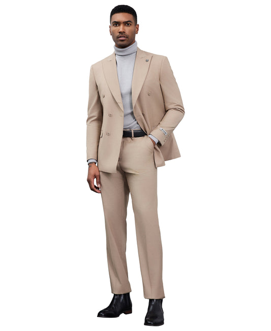 Stacy Adams Double Breasted 2-Piece Suit, Tan
