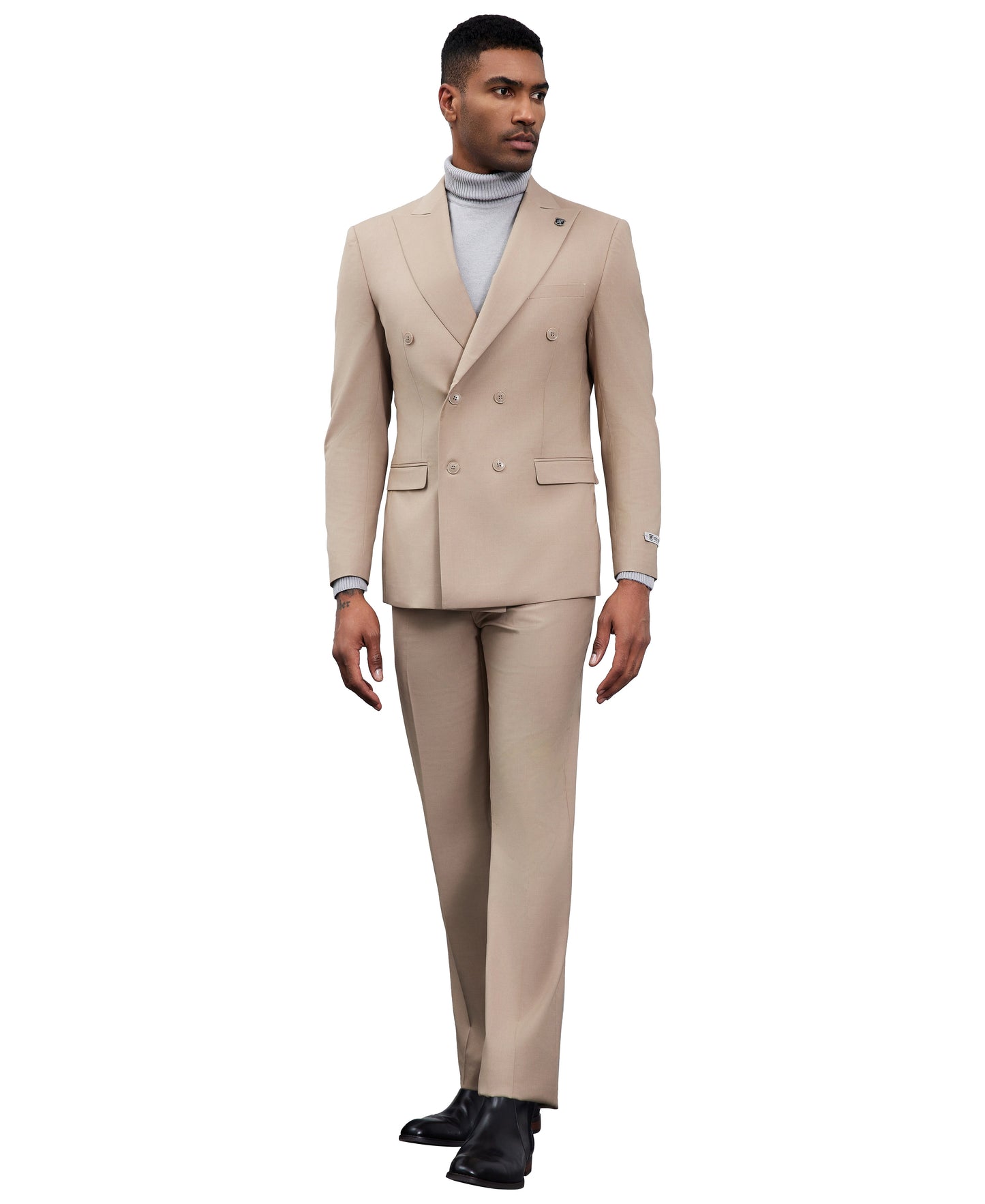 Stacy Adams Double Breasted 2-Piece Suit, Tan