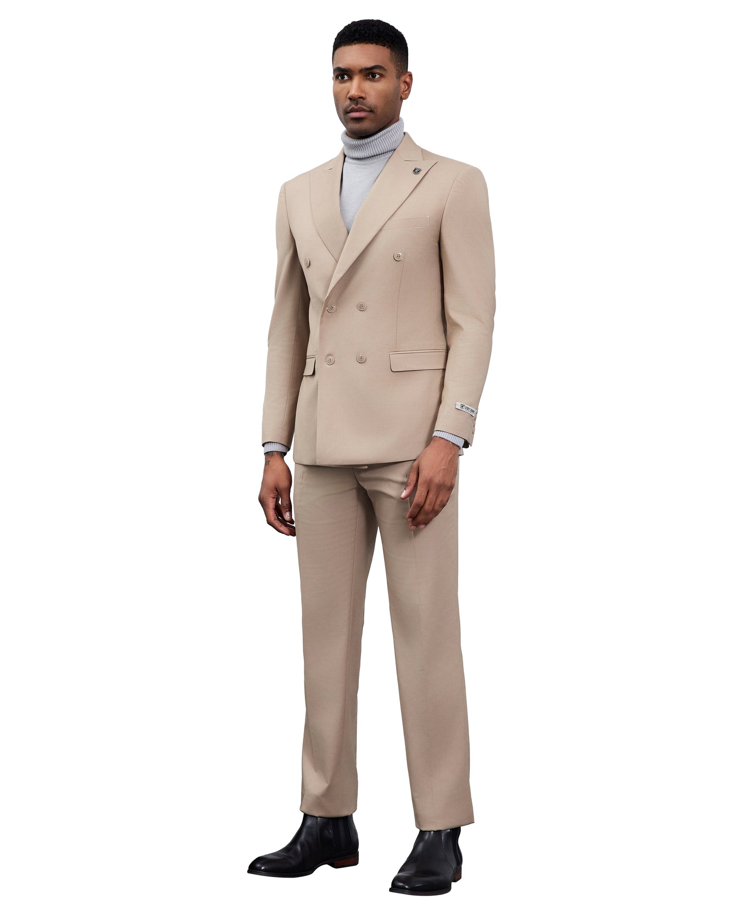 Stacy Adams Double Breasted 2-Piece Suit, Tan