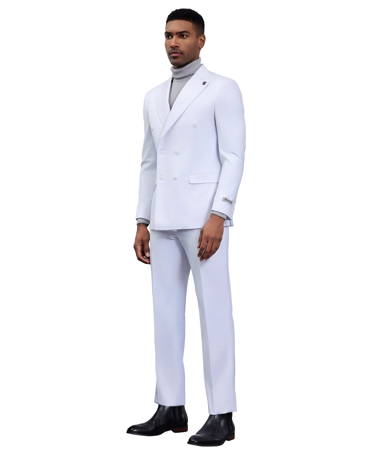 Stacy Adams Double Breasted 2-Piece Suit, White
