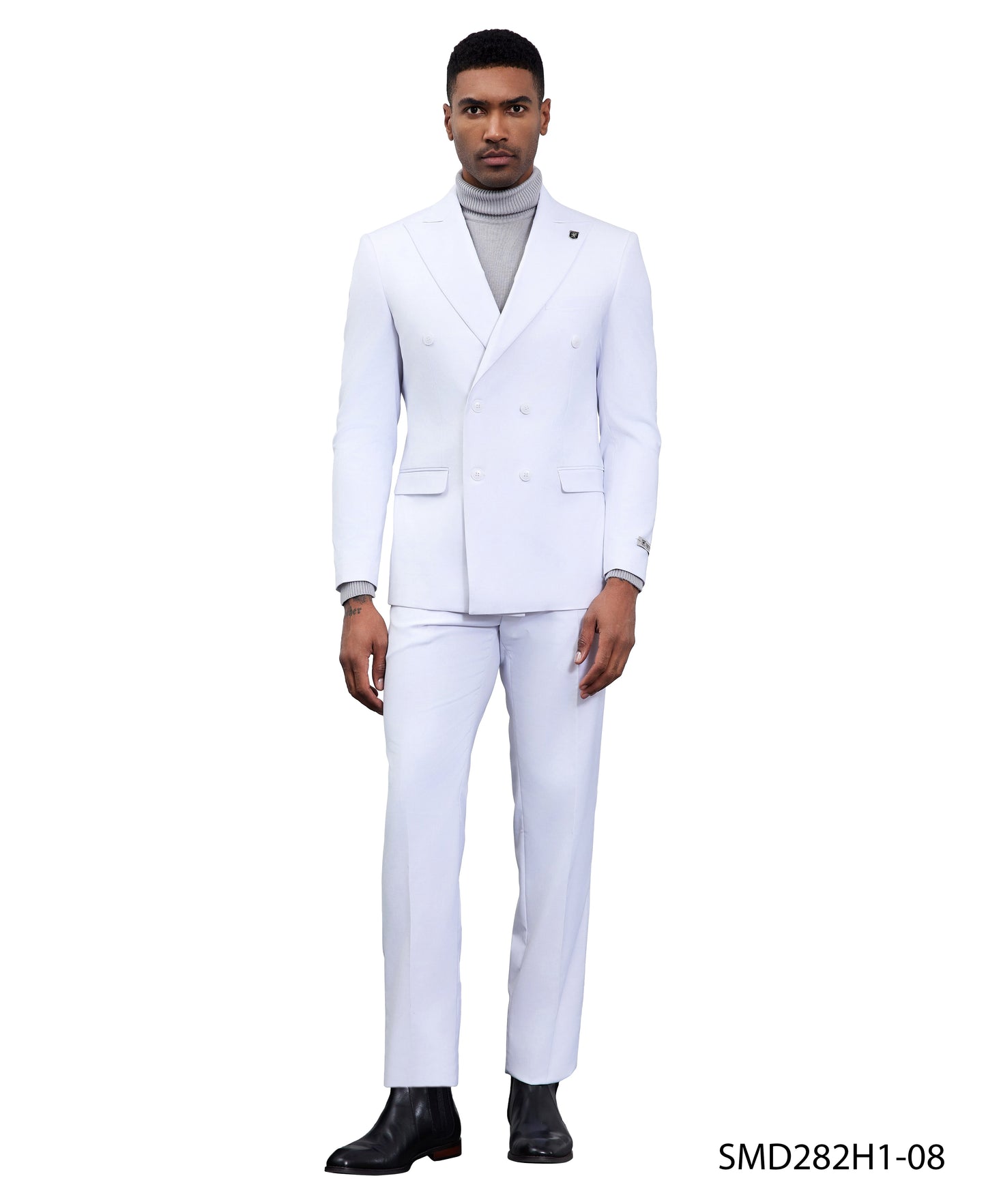 Stacy Adams Double Breasted 2-Piece Suit, White