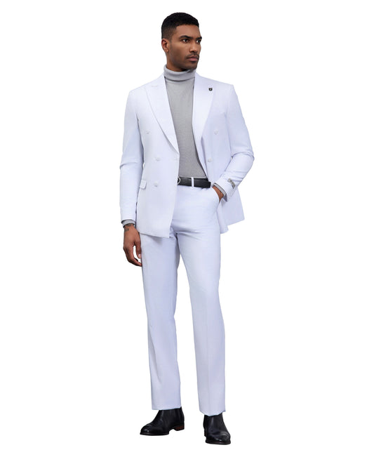 Stacy Adams Double Breasted 2-Piece Suit, White