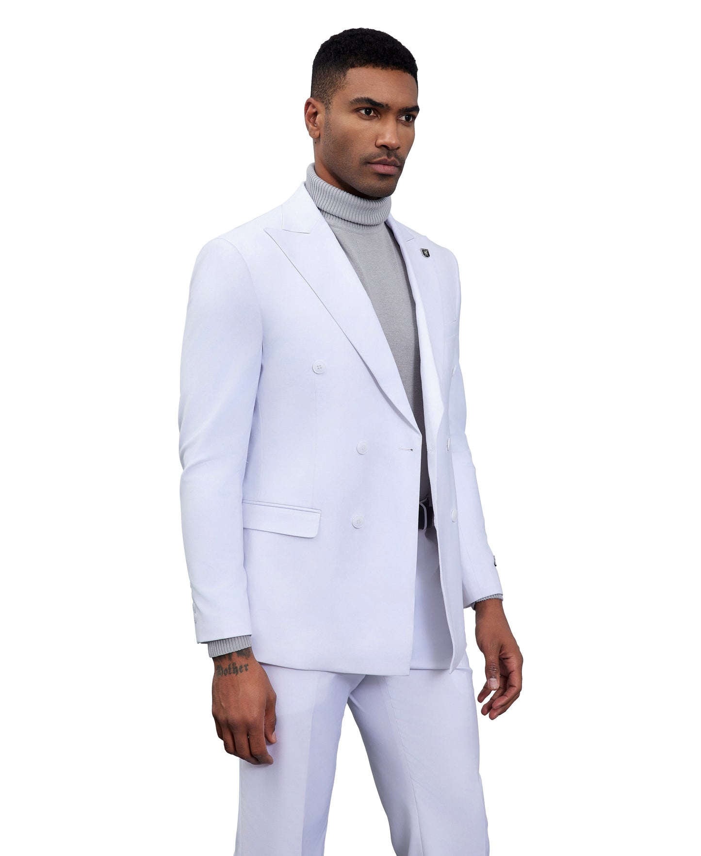 Stacy Adams Double Breasted 2-Piece Suit, White