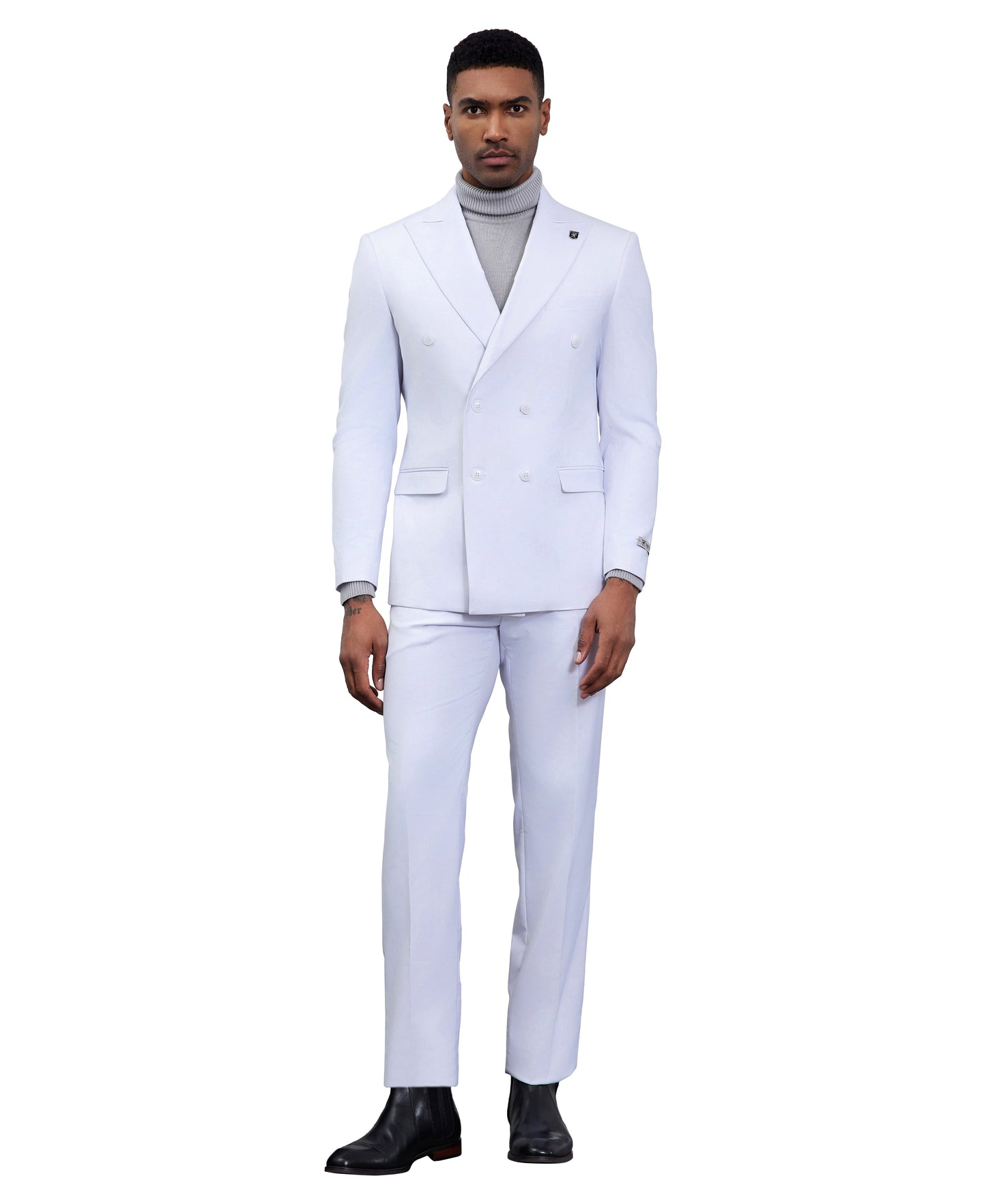 Stacy Adams Double Breasted 2-Piece Suit, White