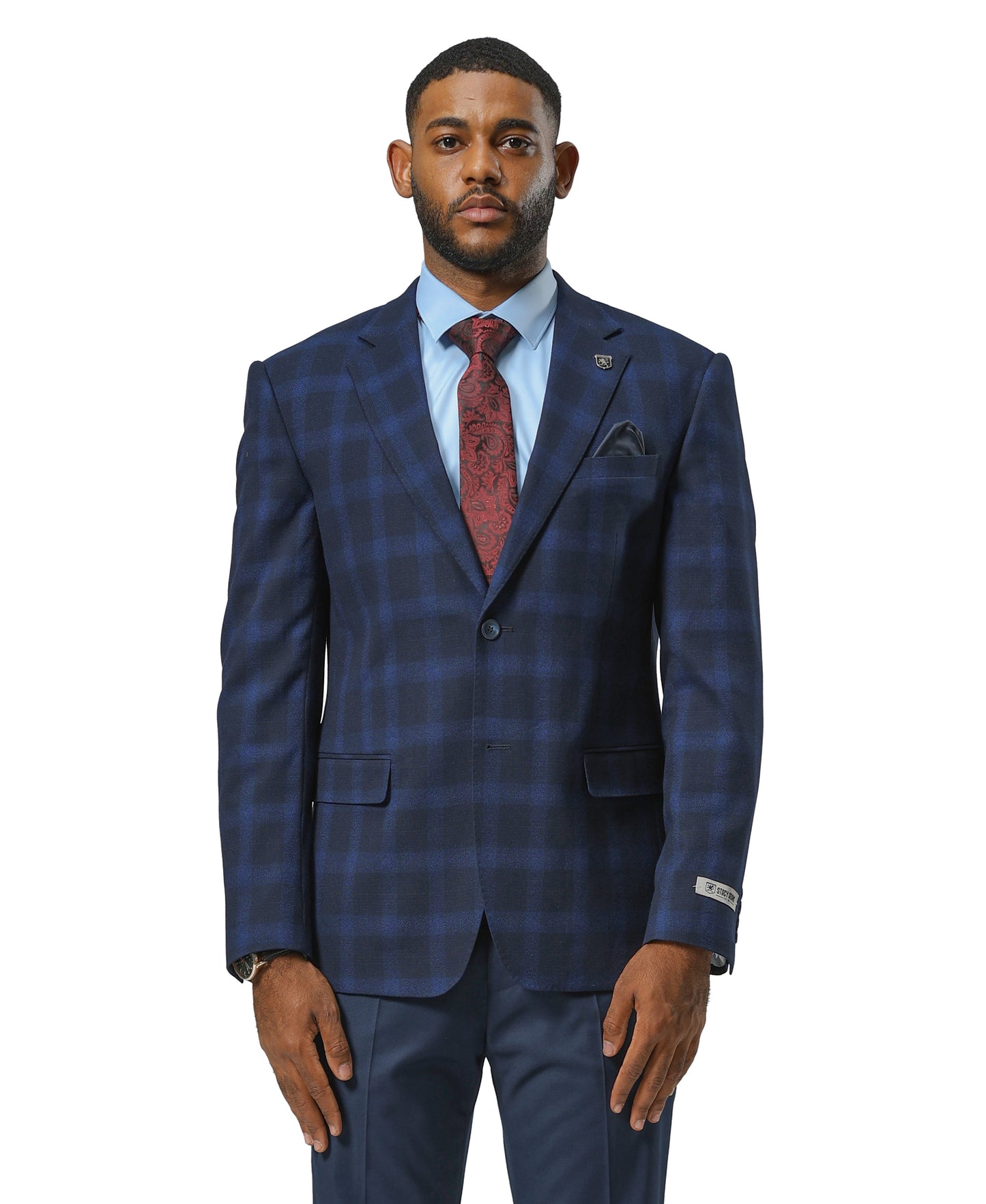 Stacy Adams Plaid Jacket Only, Blue