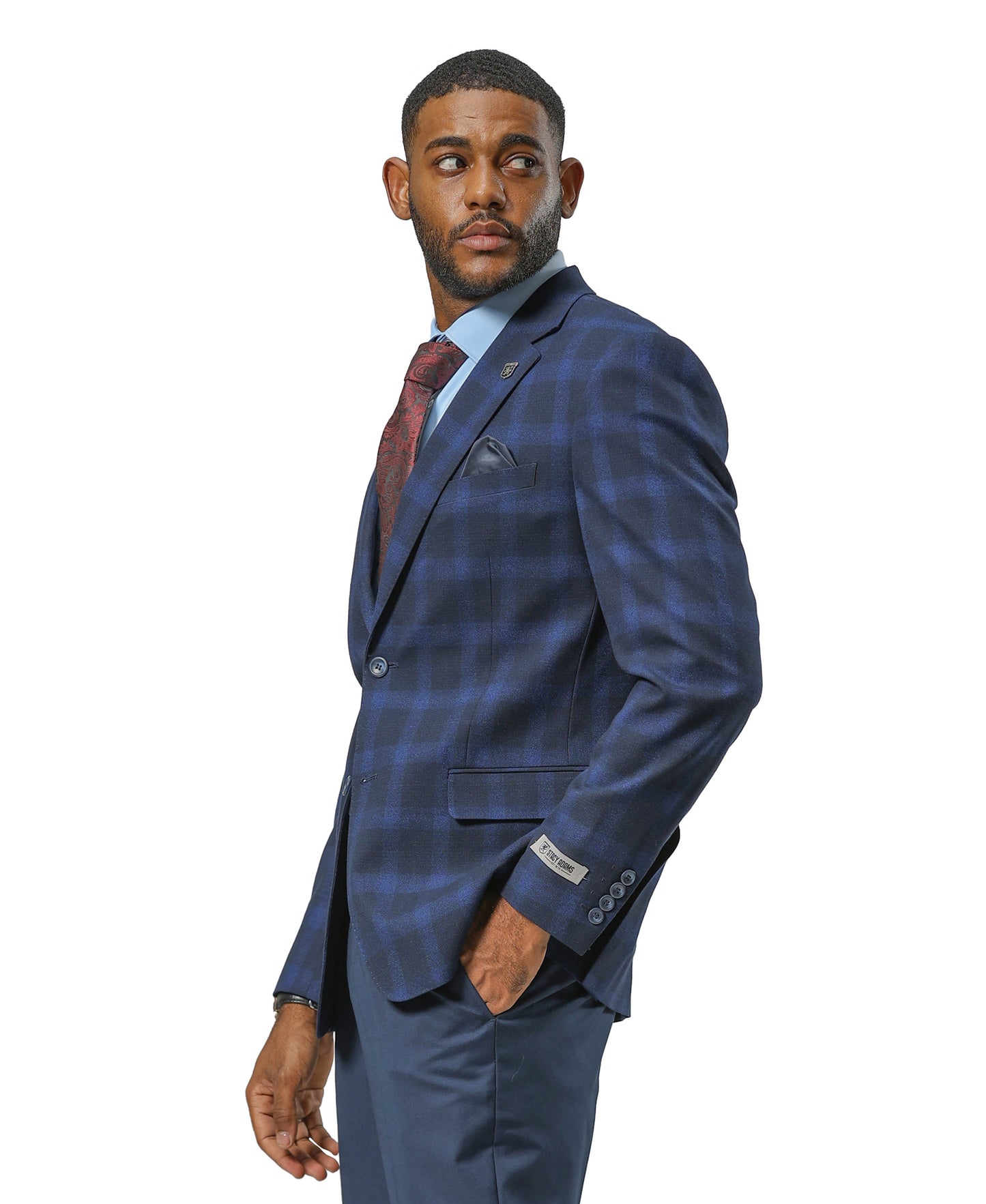 Stacy Adams Plaid Jacket Only, Blue