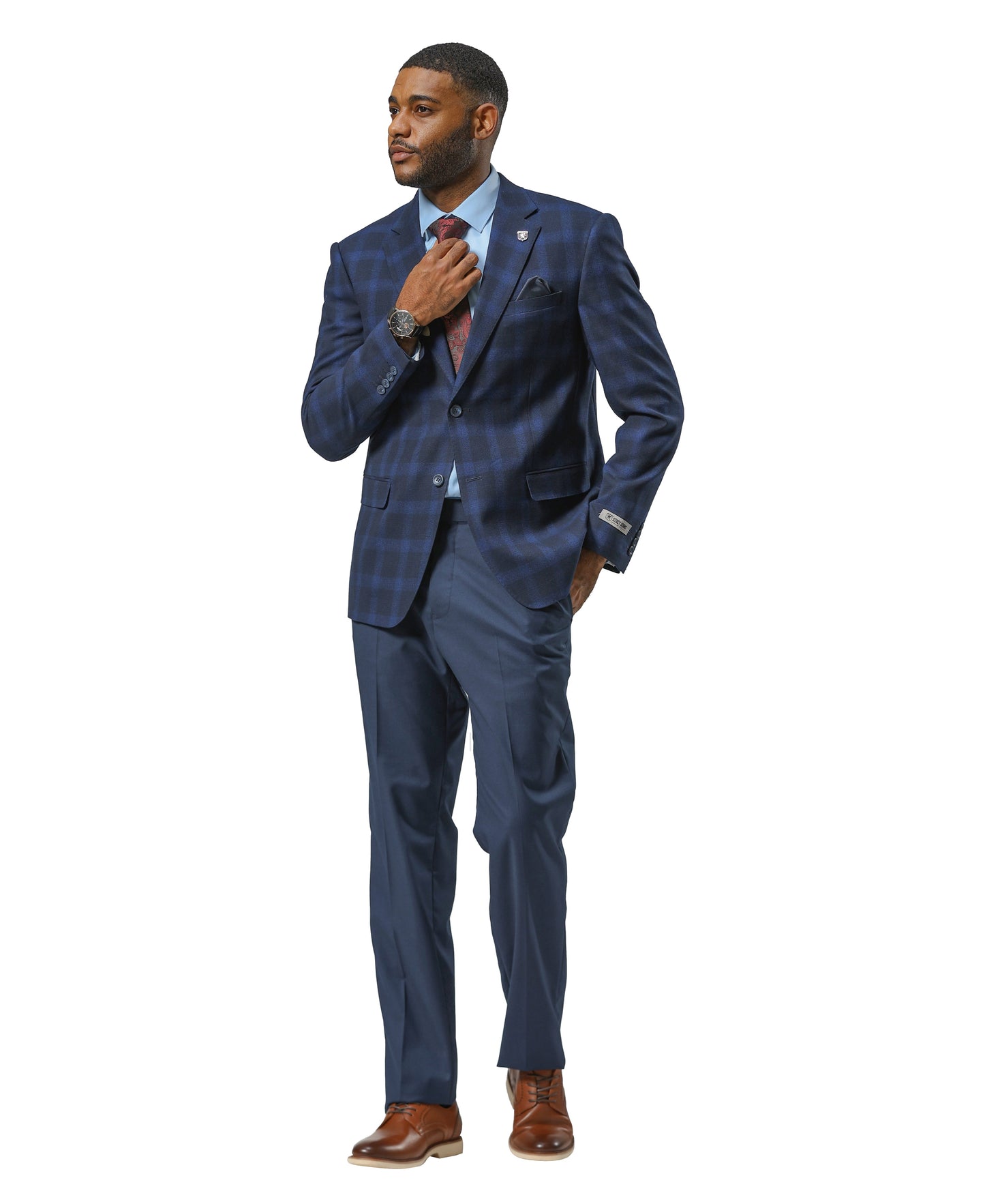 Stacy Adams Plaid Jacket Only, Blue