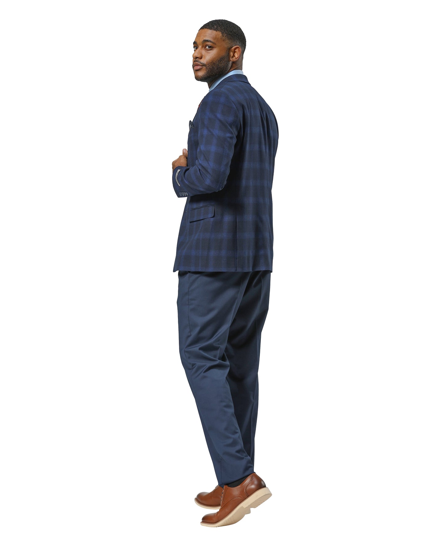 Stacy Adams Plaid Jacket Only, Blue