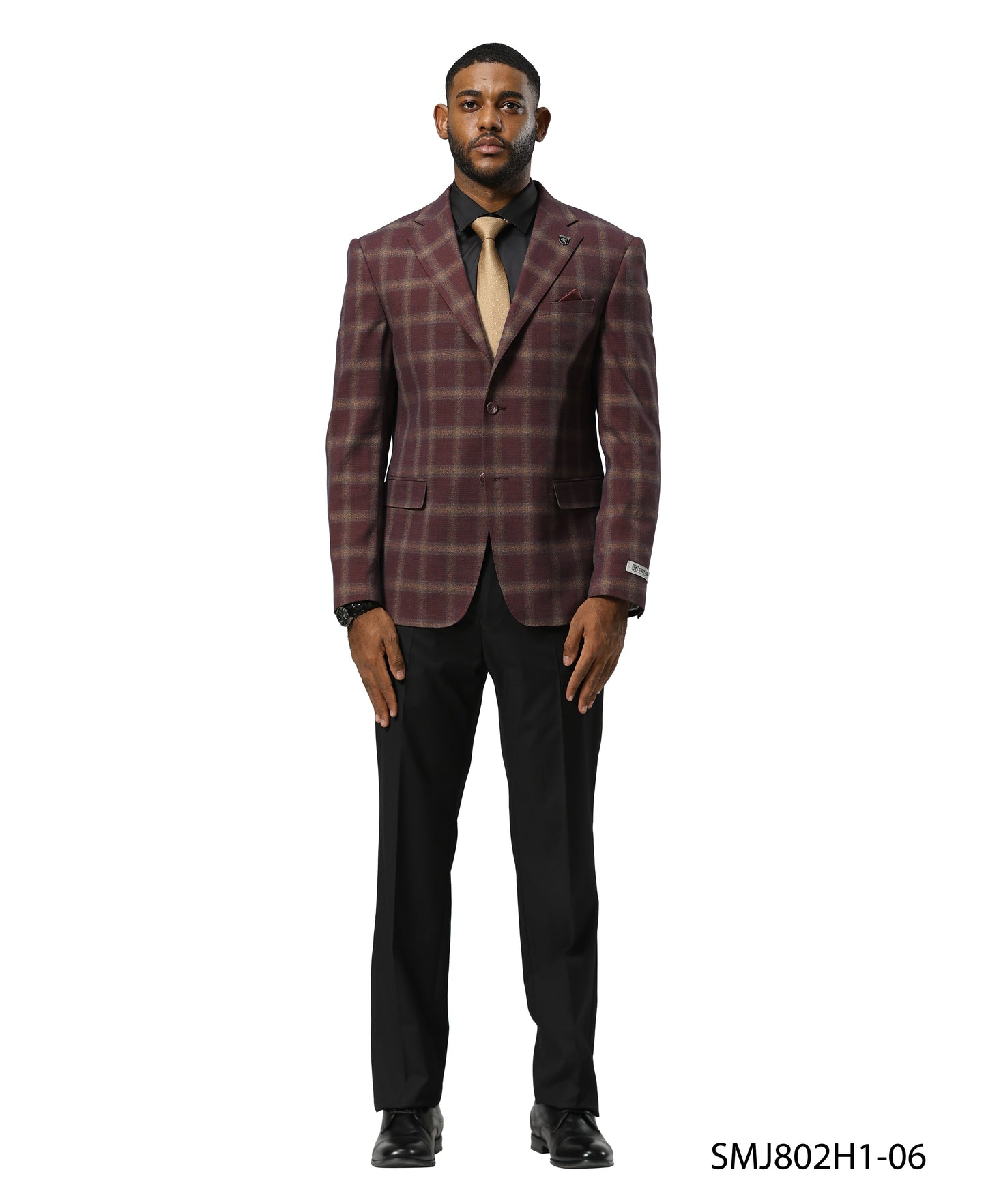 Stacy Adams Plaid Jacket Only, Burgundy