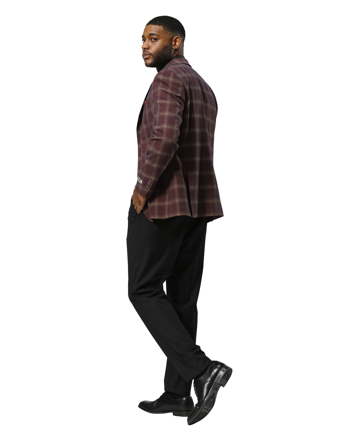 Stacy Adams Plaid Jacket Only, Burgundy