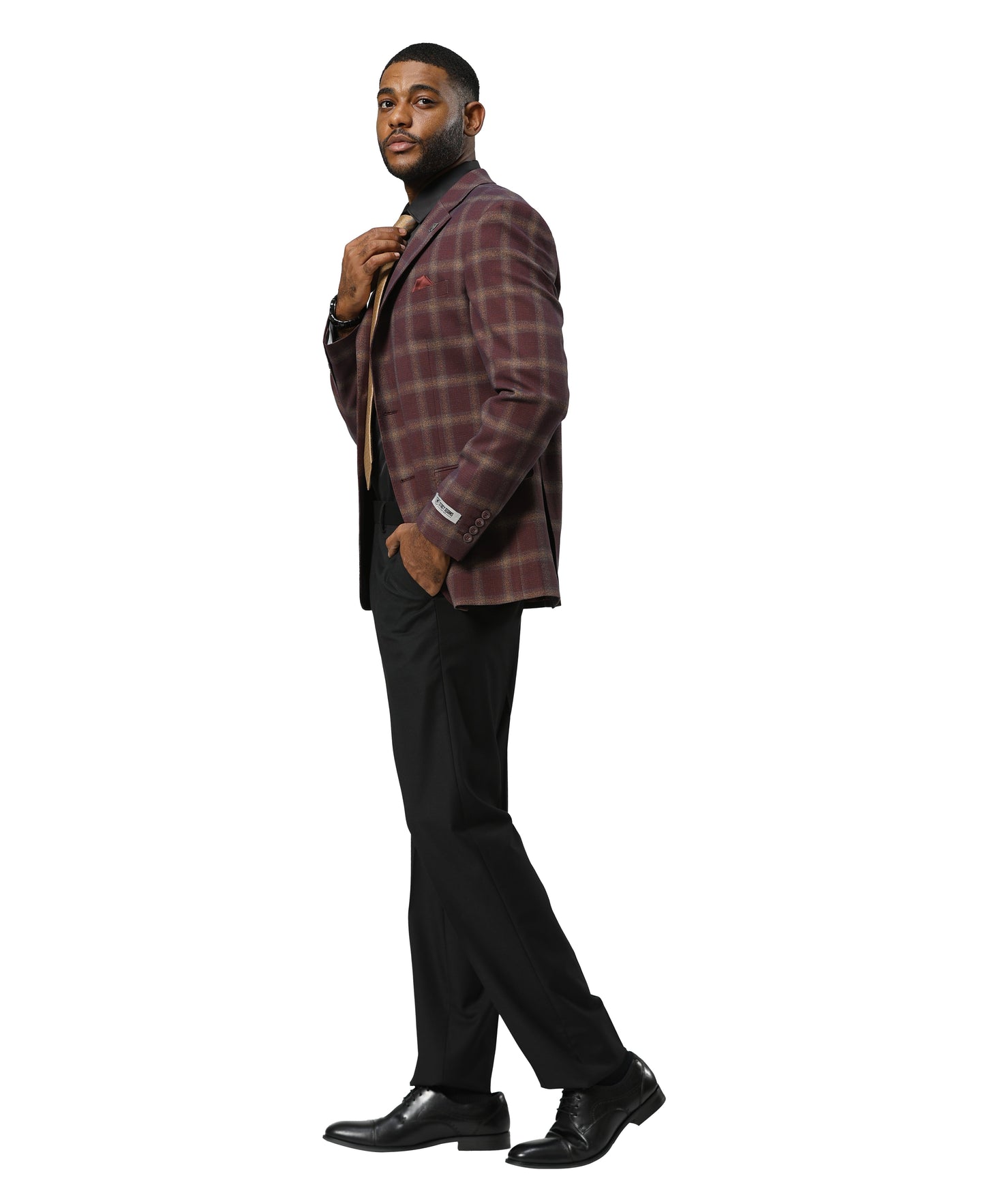 Stacy Adams Plaid Jacket Only, Burgundy