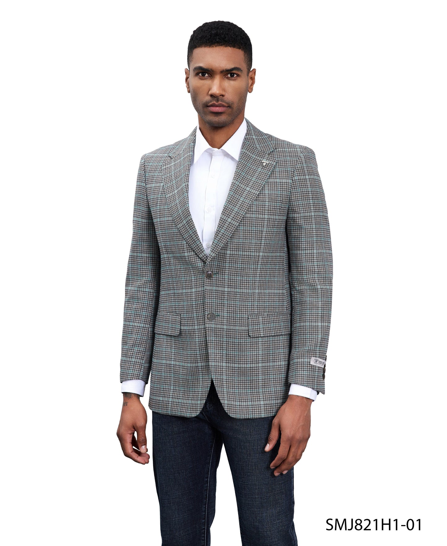 Stacy Adams Windowpane Textured Sport Jacket Only, Grey