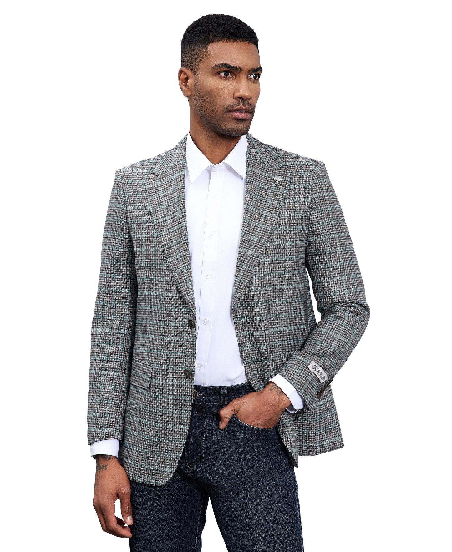 Stacy Adams Windowpane Textured Sport Jacket Only, Grey