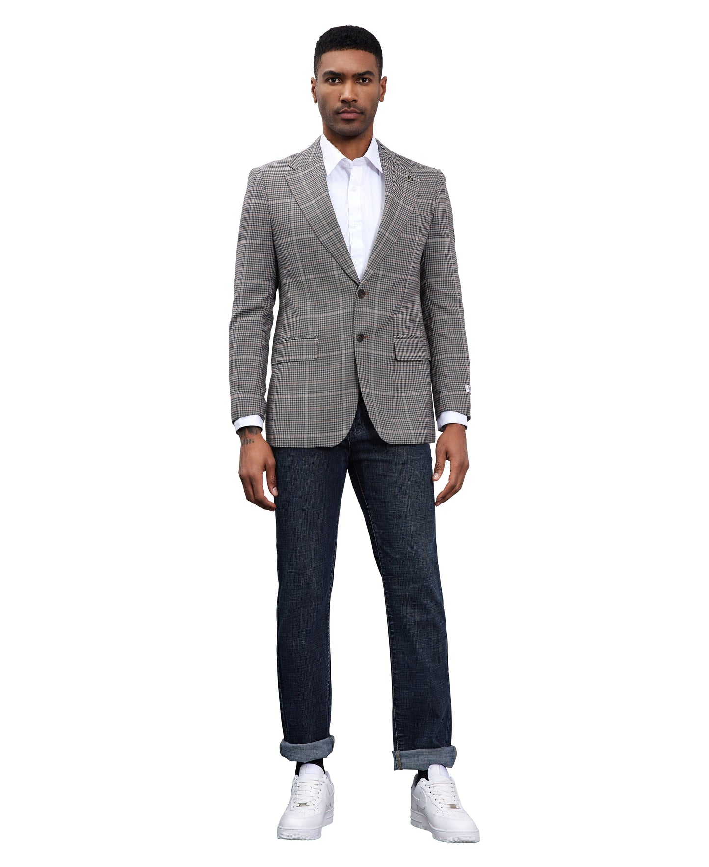 Stacy Adams Windowpane Textured Sport Jacket Only, Dark Grey