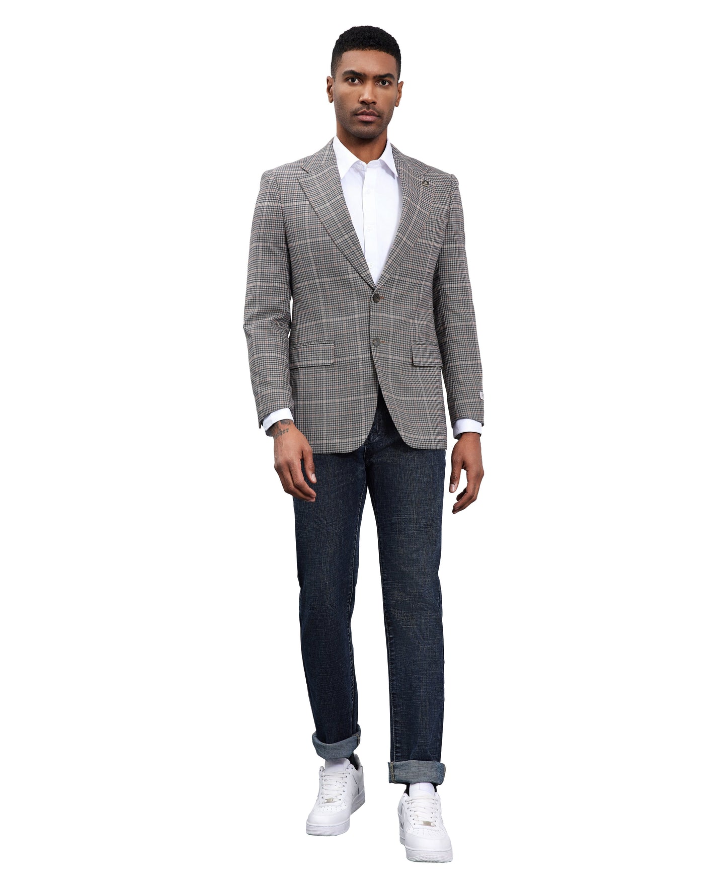 Stacy Adams Windowpane Textured Sport Jacket Only, Dark Grey