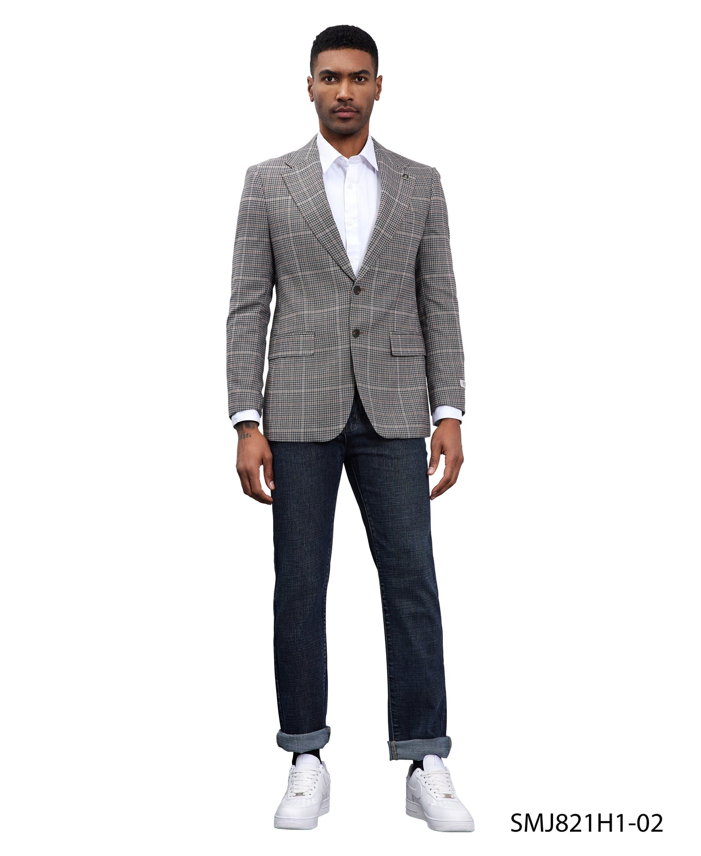 Stacy Adams Windowpane Textured Sport Jacket Only, Dark Grey